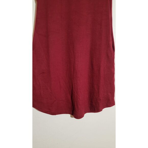 YEXIPO NWT Short Sleeve T Shirt Dress Wine Red Loose Fit Dress w/Pockets sz S - Picture 6 of 8